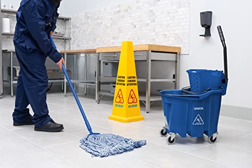 Carlisle Foodservice Products Omnifit 35 Qt Mop Bucket Combo: Side Press Wringer & Soiled Water Insert - Blue #TOP4