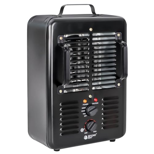 Milkhouse Space Heater, 1300W/1500W Electric Heater with Thermostat, 3 Heat Settings, Safe and Quiet Heater for Home Garage Workshop Warehouse, Black