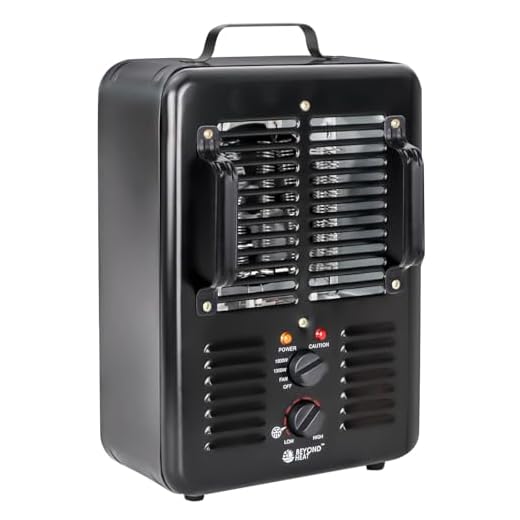 BEYOND HEAT Milkhouse Space Heater, 1300W/1500W Electric Heater with Thermostat, 3 Heat Settings, Safe and Quiet Heater for Garage Workshop Warehouse, Black