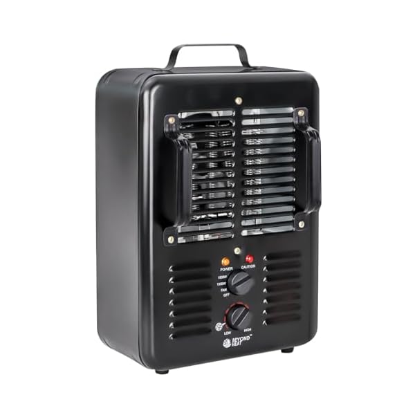 Milkhouse Space Heater, 1300W/1500W Electric Heater with Thermostat, 3 Heat Settings, Safe and Quiet Heater for Home Garage Workshop Warehouse, Black