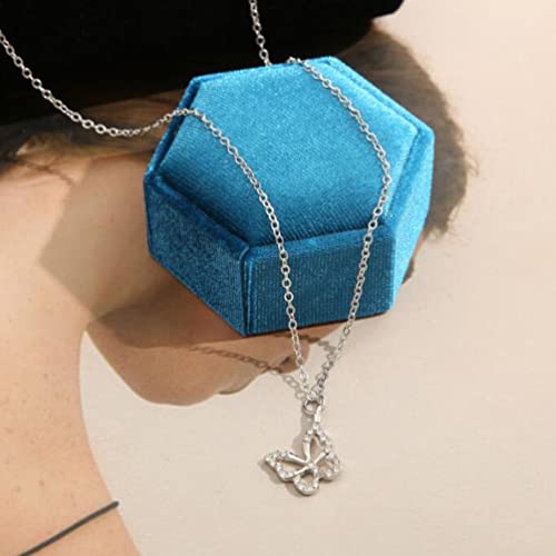 Hollow Crystal Butterfly Pendant Necklace Cute Butterfly Insect Necklace Versatile Clavicle Chain #TOP3