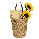 Hacaroa Woven Wall Hanging Basket, 11.5x9 Inch Water Hyacinth Front Door Basket Boho Decorative Flower Organizer for Plants, Dried Flowers, Farmhouse, Kitchen, Garden, Christmas Décor