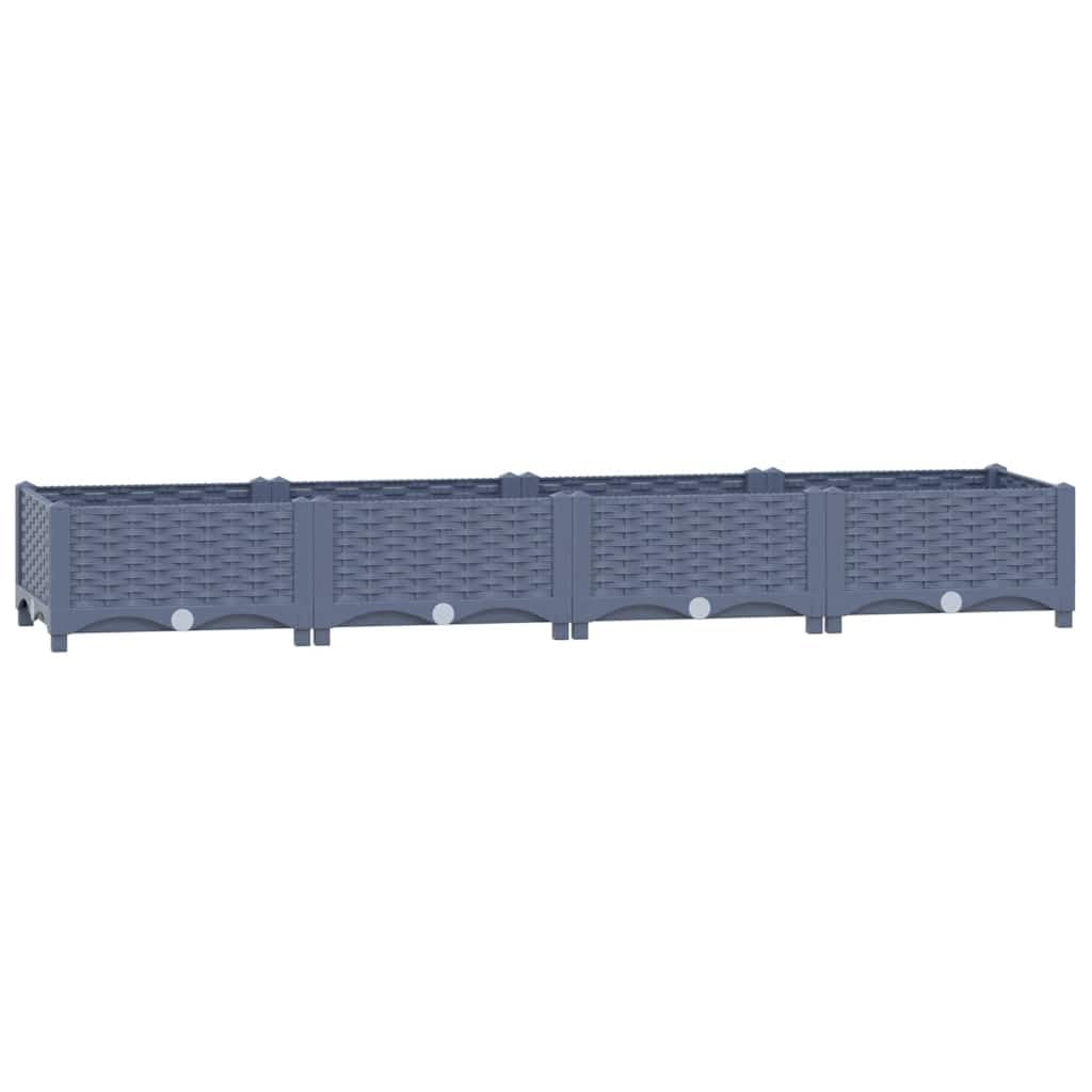 vidaXL Grey Raised Bed - Sturdy Polypropylene Planter for Gardens, Patios and Balconies - Ideal for Planting Vegetables, Herbs and Flowers - Easy Assembly - Rectangular Shape