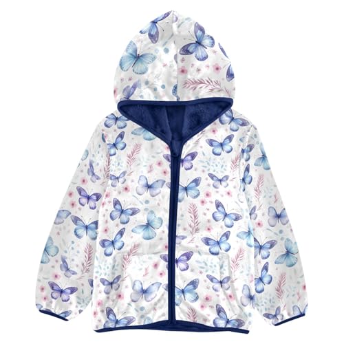 KEIGE Flower Butterfly Boys Fleece Coat,Children's Zip-Up Hoodie Jacket,Baby Warm Fashion Outerwear 7-8T,A111207