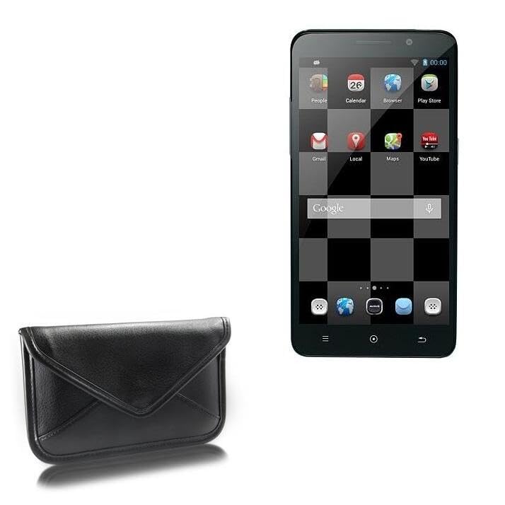 BoxWave Case Compatible with iBerry Auxus Nuclea X - Elite Leather Messenger Pouch, Synthetic Leather Cover Case Envelope Design - Jet Black