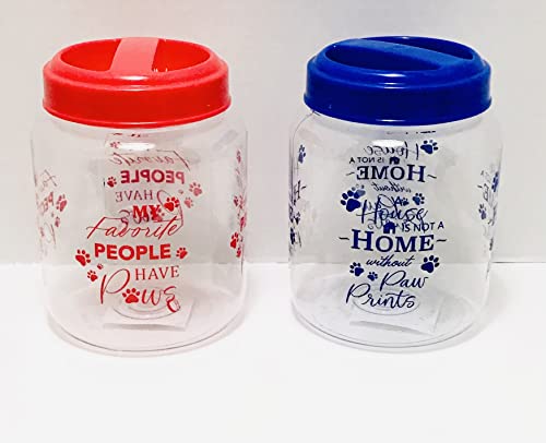 CGT BPA-Free Plastic Airtight Dog Cat Pet Treat & Food Storage Containers Canisters Jars Red Royal Blue My Favorite People Have Paws A House Is Not A Home Without Paw Prints (Set of 2) CGT BPA-Free Plastic Airtight Dog Cat Pet Treat & Food Storage Containers Canisters Jars Red Royal Blue My Favorite People Have Paws A House Is Not A Home Without Paw Prints (Set of 2)