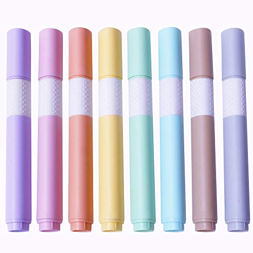 Macaron Highlighter Pens,Leery Assorted Pastel Colors Round Tip Marker Pens, Long-lasting,Quick-drying,Waterproof,Highlighter Pastel Marker Set for Student Office & Writing Supplies(8PCS)