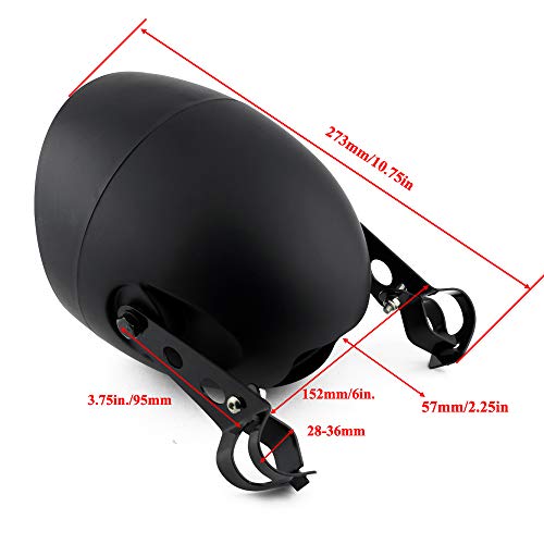 5.75" Led Front Side Mount Bracket Motorcycle Bullet Headlight Light Headlamp With Adjustable Bracket Fits For Harley Bobber Chopper (Black+Black Bracket Mount 28-36Mm) #TOP3