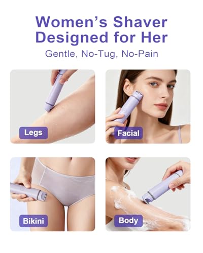Image of 2-in-1 Bikini Trimmer for Women - Electric Shaver for Women, Womens Electric Razor & Trimmer for Sensitive Skin, Adjustable Comb, 100% Waterproof, Portable, USB Charge, Painless (Purple)