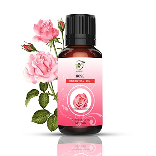Image of Virtual 100% Pure Rose Essential oil For Anti-Aging, Acne, Dry Skin, Wrinkles Undiluted Essential Oil Therapeutic & Aromatherapy Grade Rose Essential Oil (15ML)