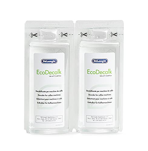 De'Longhi EcoDecalk Descaler – Eco-Friendly Solution For Coffee & Espresso Machines (2 Bottles, 10 Uses)