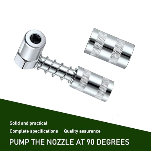 Image of Pack-2 Car 90 Degree 1 /8 NPT Grease Nozzle, Grease Coupler Adapter with Sleeve, Non-Slip 3 Claw Coupler Grease Fitting Tool, Universal for Cars Grease Gun Lubrication Accessories (Silver)
