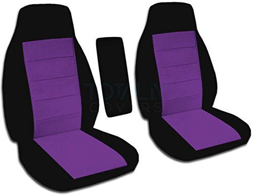 Totally Covers Compatible with 1998-2003 Ford Ranger/1998-2000 Mazda B-Series Two-Tone Truck Bucket Seat Covers w Center Armrest: Black and Purple (21 Colors) Regular Cab/XCab w/wo Lumbar/Recliner