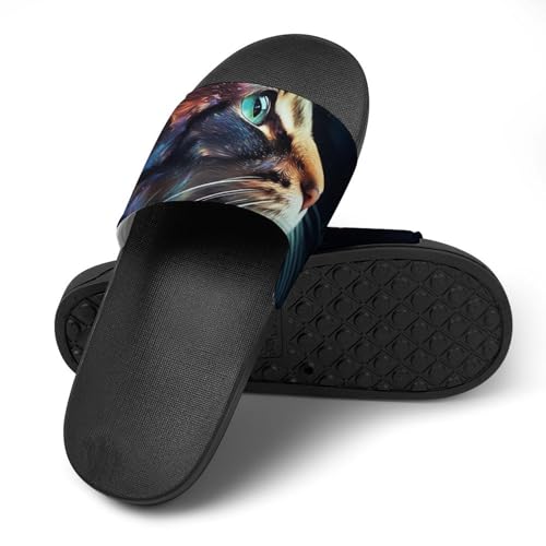 Cat in The Night Sky House Sandals Non-Slip Bathroom Slippers Beach Summer Shoes for Men Women4