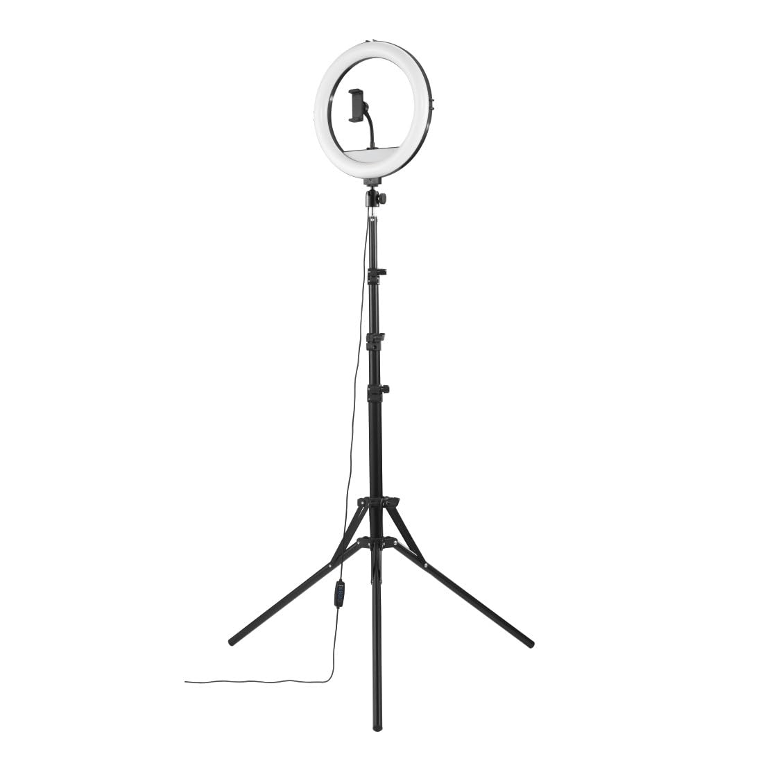Hama Anillo de luz LED con trípode para teléfono móvil (Anillo de 30 cm de diámetro, trípode para Smartphone, Extensible hasta 215 cm, luz Circular Regulable, Disparador Remoto por Bluetooth), Color