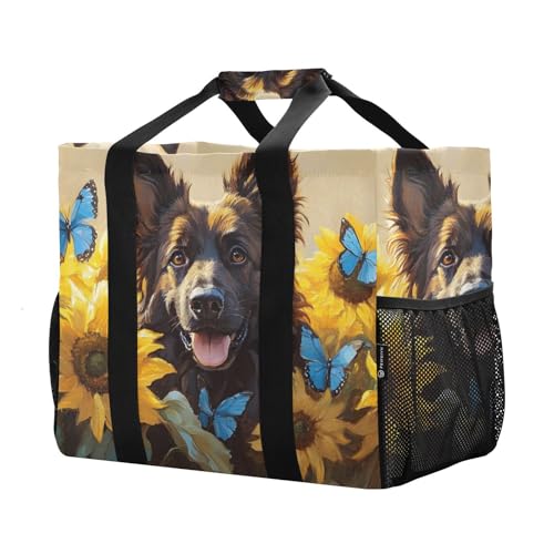 German Shepherd Dog Cute Large Tote Bags for Women Canvas Tote Purse Reusable Grocery Bags Top Handle Handbags for Travel, Work4