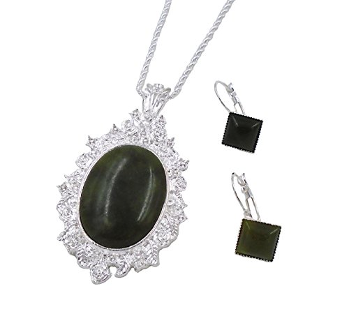 Irish Connemara Marble: Oval Pendant and Earrings SET by J.C. Walsh & Sons…