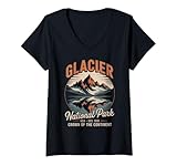 Photo Gallery donna retro explore america glacier national park maglietta con collo a v Photo Gallery donna retro explore america glacier national park maglietta con collo a v