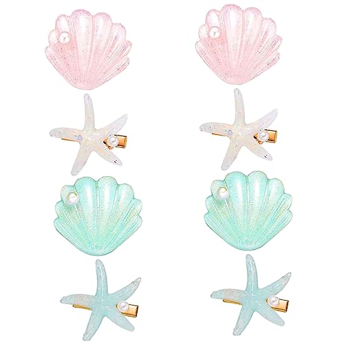 HONMEET 8個??人??? 入り 女児用ヘアクリップ 軽量カラーシェルピン 髪飾り 子供おちゃ発表会向け