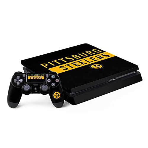 Skinit Decal Gaming Skin Compatible with PS4 Slim Bundle - Officially Licensed NFL Pittsburgh Steelers Black Performance Series Design