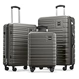 Travely Bagage à main de qualité supérieure 55 x 40 x 20 cm - Convient pour Ryanair, Lufthansa, Eurowings et autres. Bagage à main de 36 l avec roulettes douces et serrure TSA pratique, Gris pierre de