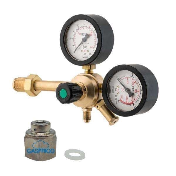 Riduttore di pressione Azoto professionale 60 bar + riduzione bombola usa e getta da 1lt e 2 lt
