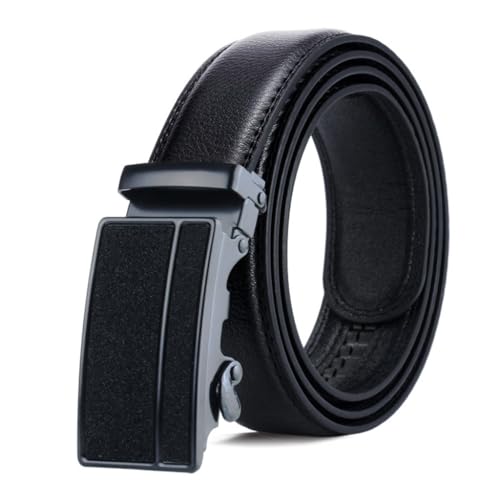 JSEIAJB Matte Black Men's Business Lychee Patterned Belt And Belt