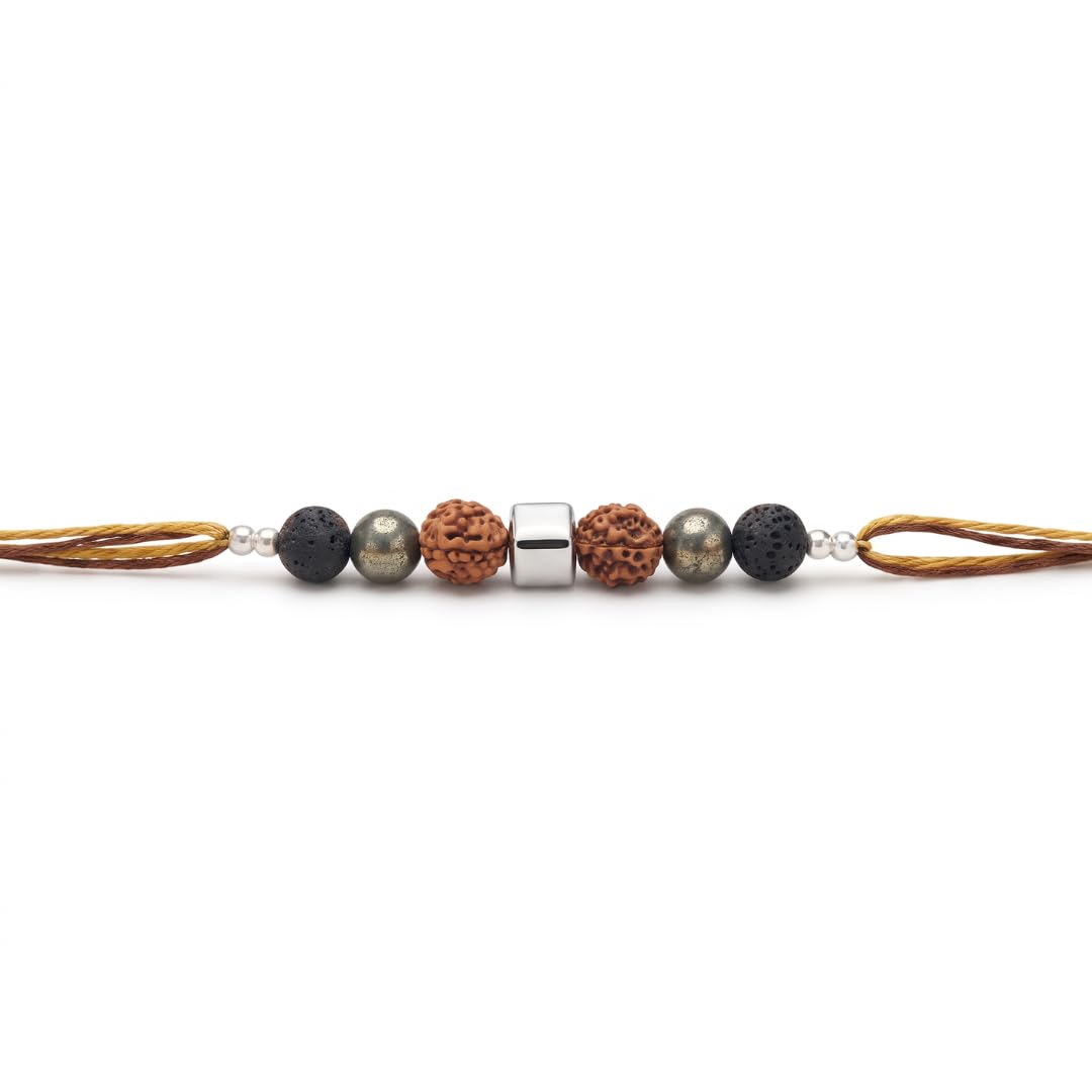 Personalized Natural Certified Gemstone Rakhi for Brother/Bhai/Bhaiya/Bhabhi | Gift for Brother | Each includes Certificate, Customized Greeting Card, meme polaroid (Grounded Power Rakhi)-image-48
