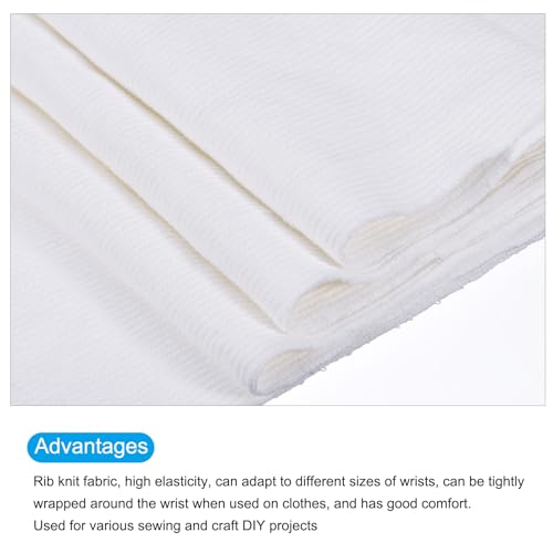 Image of MECCANIXITY 39 inch Elastic Cuffs Ribbed Trims Cotton Fabric Knit Rib Stretch Tape Cuff Sleeve Waistband for Sewing, 8 inch Wide White