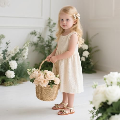 Image of Otter MOMO Girls Open Toe Princess Flat Sandals with Comfort Sole Summer Sandals