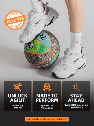 Men's Athletic Crew Socks,Basketball Socks With Arch support,3 pack,Performance Compression Grip Socks3