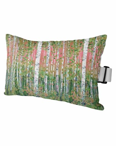 Eucalyptus Tree Outdoor Beach Chair Pillow Headrest for Chaise Lounge Chair, Recliner Head Pillow Waterproof Pillowcases with Elastic Band & Pillow Inserts 11x16 Green Forest Leaves Abstract Painting