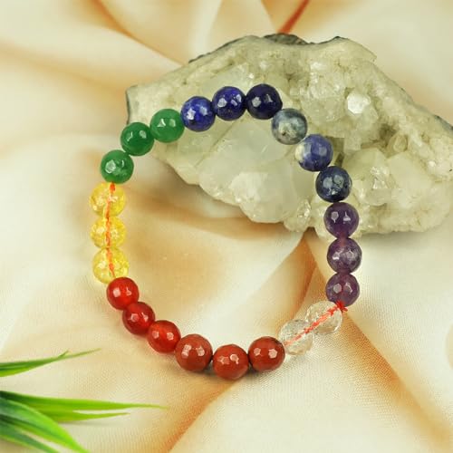 Image of Reiki Crystal Products Natural Crystal Stone 8 mm Faceted Diamond Cut Beads Bracelet for Men & Women | Reiki Charged Gemstone Bracelet | Multiple Stone Variants Available