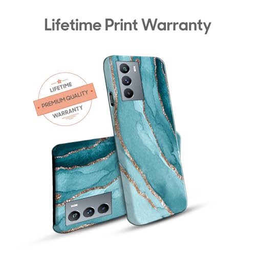 Image of COLORflow Back Cover Compatible with iQOO 9 SE 5G | Beautiful Blue Marble Golden Stripes | Designer Printed Hard CASE Bumper Back Cover Compatible with iQOO 9 SE 5G