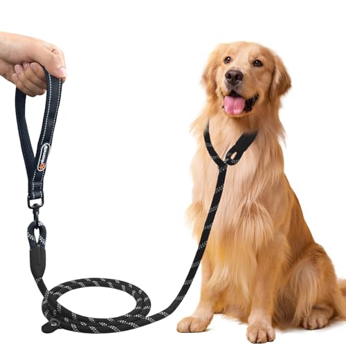 SUNNIFLY Guinzaglio per Cani, Moschettone in Acciaio Rinforzato, Riflettente di Notte, Impugnatura Antiscivolo, Elasticizzazione Automatica, Adatto per Cani di Piccola, Media e Grande Taglia