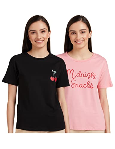 Image of Amazon Brand - Symbol Women Cotton Stretch Regular Fit Round Neck Half Sleeve T-Shirt (Available in Plus Sizes)