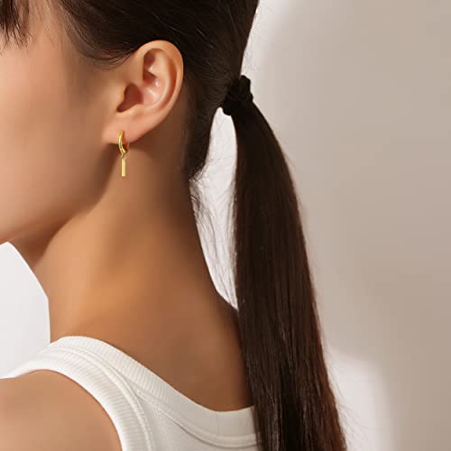 925 Sterling Silver Huggie Hoop Dangle Bar Drop Earrings2