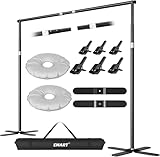 Toile de fond durable : ce support de toile de fond est fabriqué en alliage d'aluminium de haute qualité, résistant à la rouille et extrêmement stable. Ses barres de support et ses traverses horizontales sont suffisamment stables pour supporter le poids du fond et de divers éléments de décoration, avec 6 pinces à ressort robustes de ce support de fond de fête, rideaux, ballons, pour créer une atmosphère extraordinaire