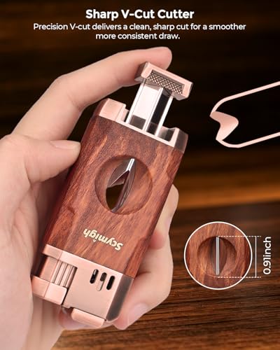 Encendedor antorcha recargable con cortador y llama dual miniatura 3