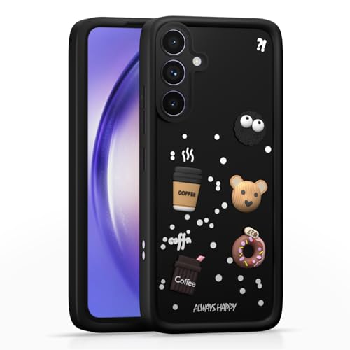 Pikkme Back Cover for Samsung Galaxy A54 5G | Cute Fun Cartoon 3D Bear Silicone Full Body Protection Bumper Cover (Black)