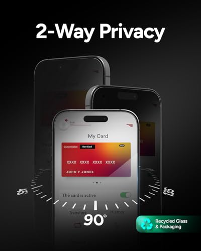 Image of ZAGG Glass Elite Privacy Screen Protector for iPhone 16 /15-2-Way Privacy Filter, Ultra-Strong Tempered Glass, 5X Stronger, InvisibleShield, Smudge-Free, Easy Install, Recycled Content