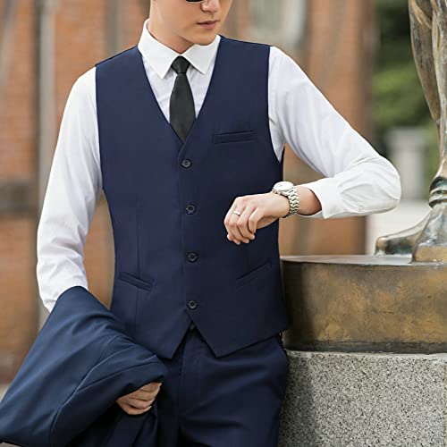 Colete De Terno De Trespassado Masculino, Colete De Negócios Formal De Colar De Lapela, Colete