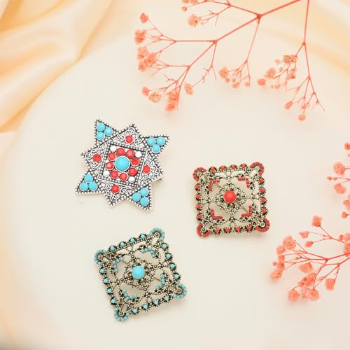 Image of Turquoise West Cowboy Oval Tear Drop Brooch Pin for Women Retro Brooches Pins Classic Fashion Jewelry Accessories Gift