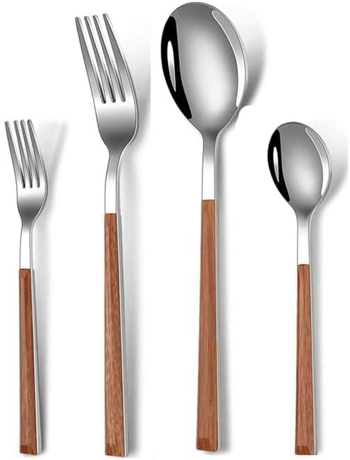 Juego de vajilla de acero inoxidable de 16 piezas, cubiertos, tenedor, cuchara para 4, juego de utensilios de cocina, juego de cubiertos para el