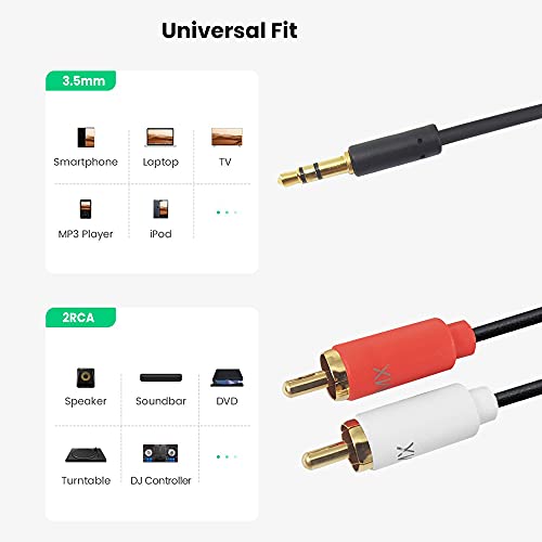 Image of MX RCA Cable AUX to RCA Y Splitter Cable To 2 Rca Stereo Audio Cable PERENT For Personalcomputer (3.5mm to 2 RCA Male Audio Cable, 1.5 METER), Assorted
