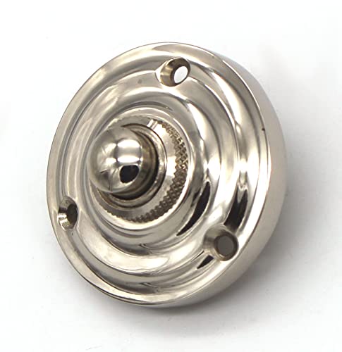 Sonnette de porte antique N9241 - En laiton nickelé et poli - Avec bouton de sonnette - Fabriquée à la main selon les modèles anciens Cover