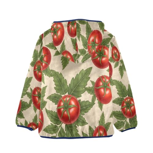 Tomato Leaf Pattern Print Design Toddler Fleece Jacket Girl Boys Hooded Fleece Jacket Coat Warm Outwear Zip-up 3-10T2