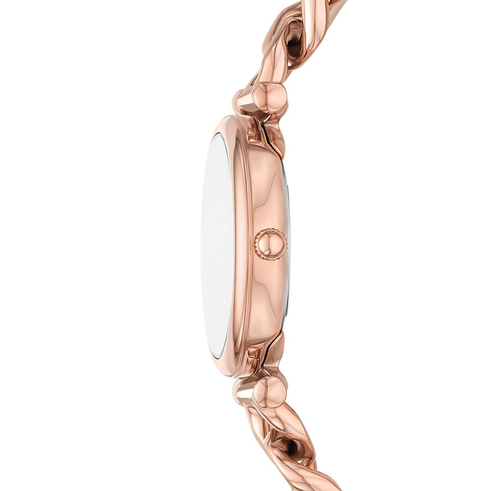 Fossil Carlie Watch for Women, Rose Gold Tone Quartz Three Hand Movement with Stainless Steel Strap