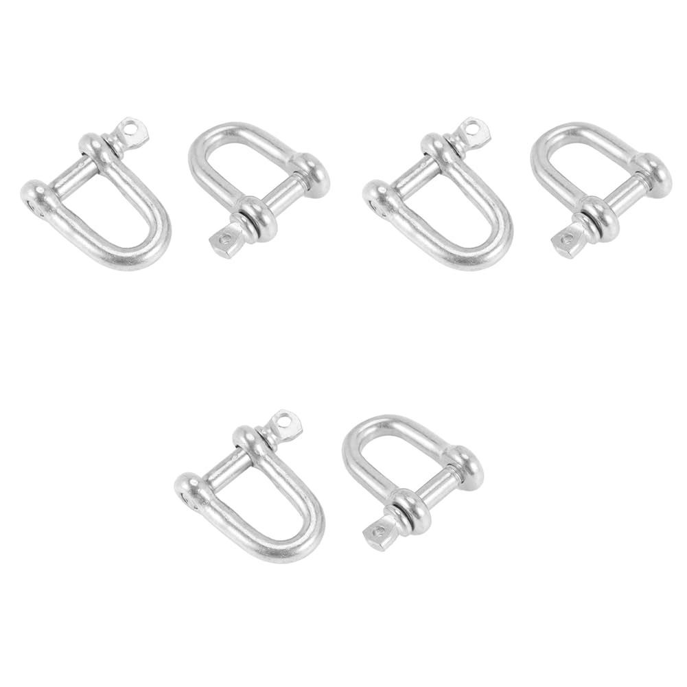 Jnchdghwa Silver 304 Stainless Steel Pin D Style Chain Dee Shackle 4Mm For Rigging Pack Of 6