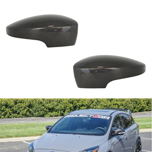 ABAGAEL Mirror Cap Covers With The Clips Fit for Ford Focus RS ST MK3 2012-2018 (Carbon Fiber)